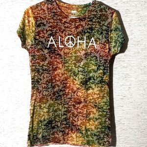 MV SPORT Women’s Tie Die ALOHA Top Large